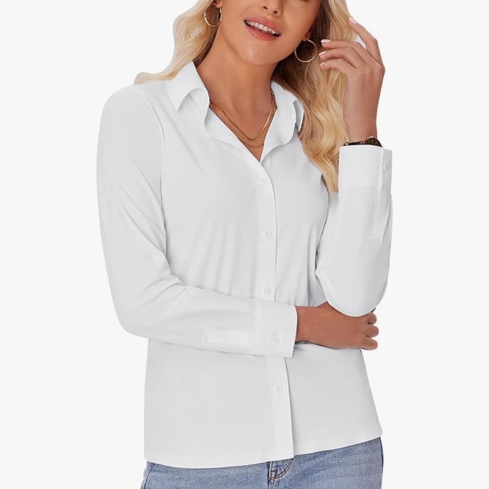 Amazon Women's Classic White Button-Down Shirt
